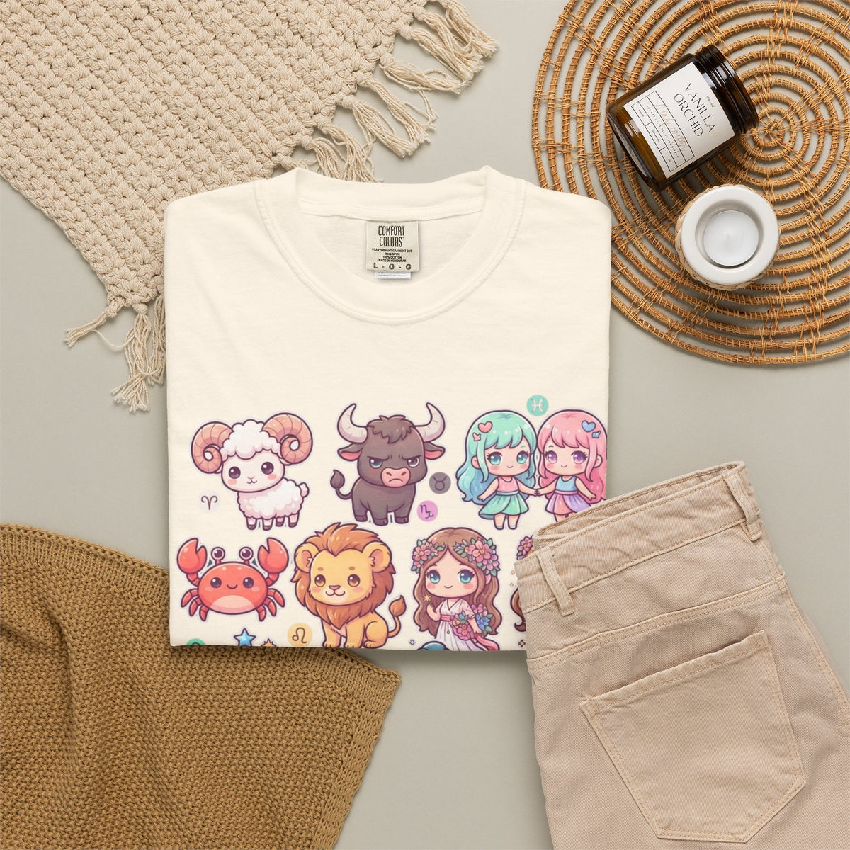 "Cute Chibi Zodiac" Unisex Garment-Dyed Tee