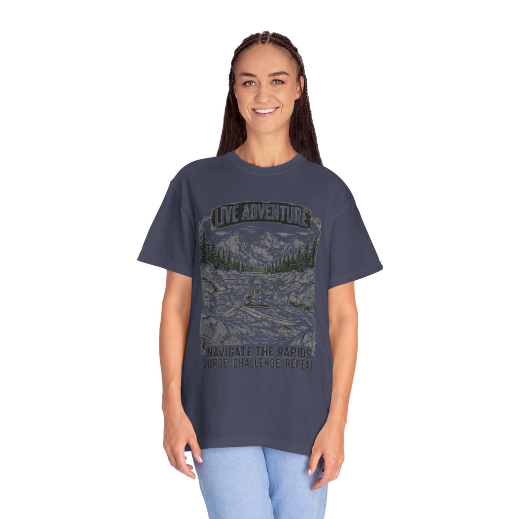 "Live Adventure - Kayak" Unisex Garment-Dyed Tee