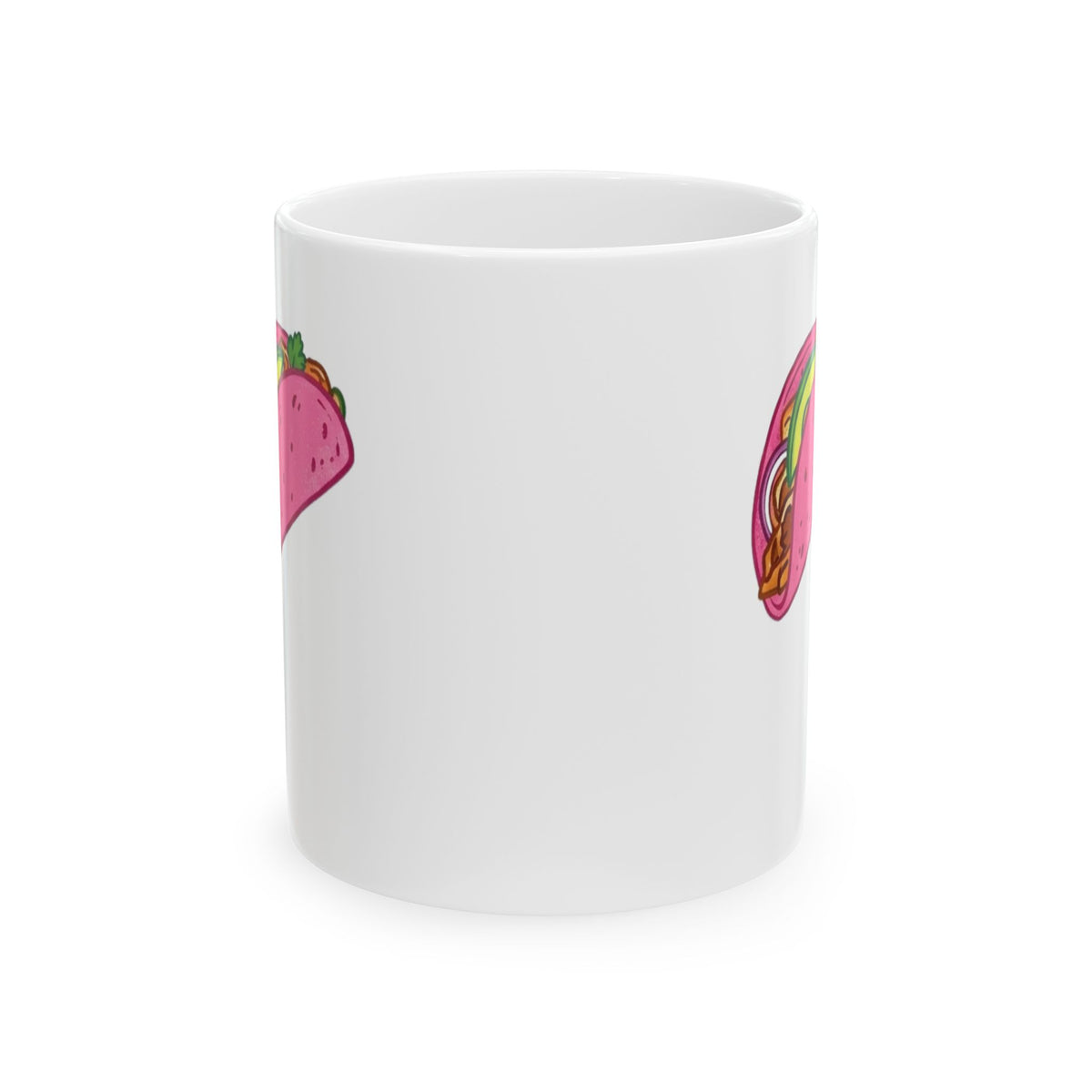 "I Love Pink Tacos" White Ceramic Mug — Graphic