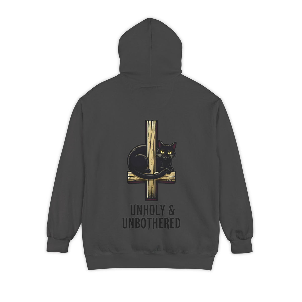 Color: Pepper | Unholy and Unbothered Garment-Dyed Hoodie