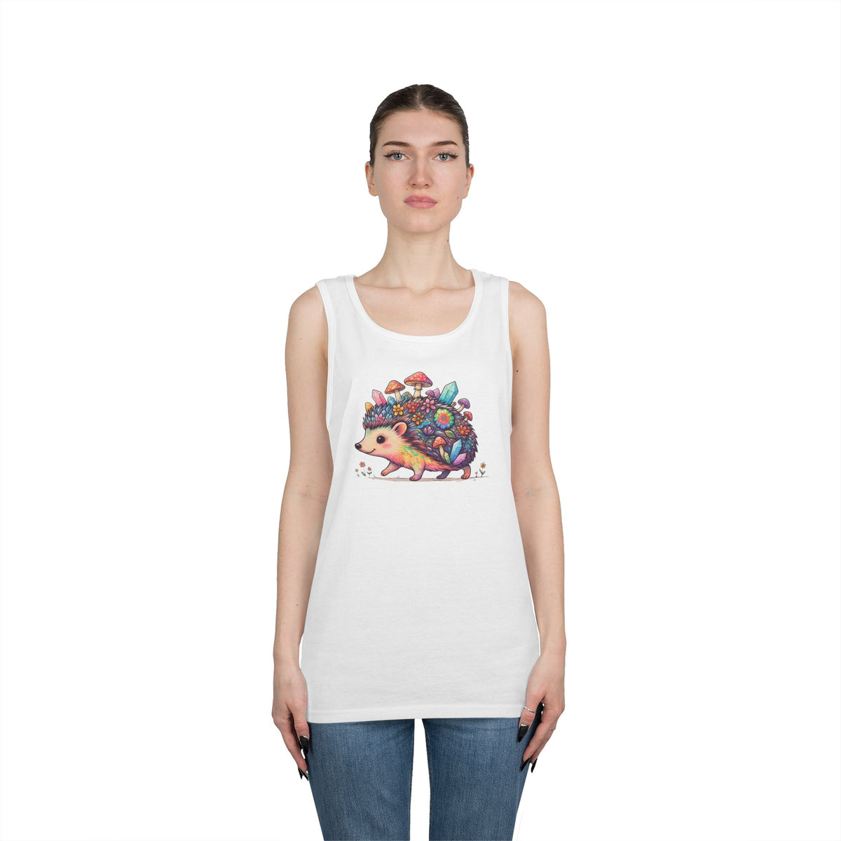 Color: White | Hippy Hedgehog Tank Top