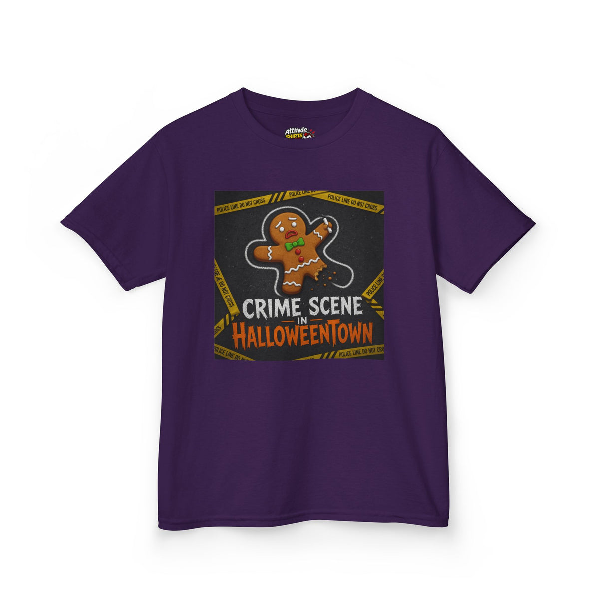 Color: Purple | Crime Scene in Halloweentown Kids Tee
