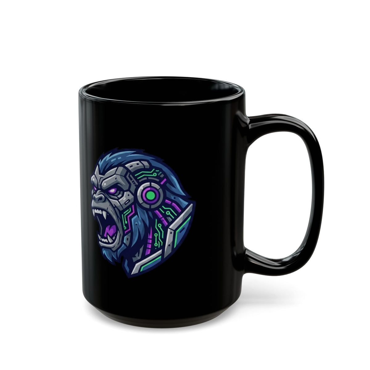 "Cyber Chimp" Black Ceramic Mug — Graphic