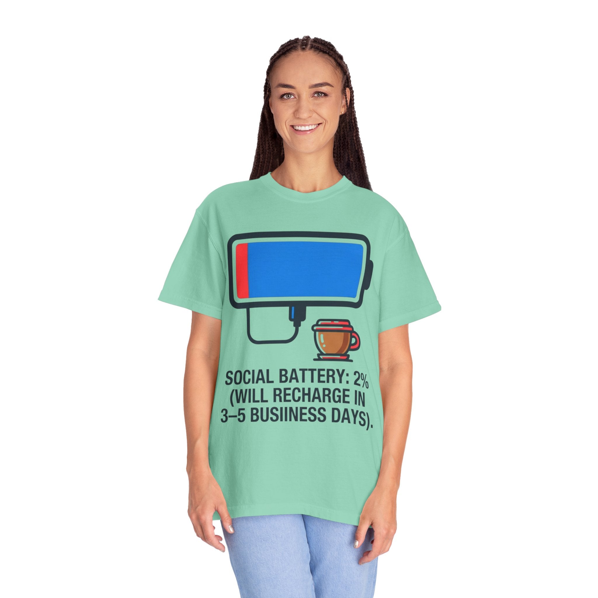 "Social Battery" Unisex Garment-Dyed Tee