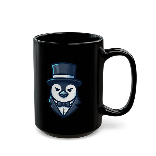 "Penguin Credible" Black Ceramic Mug — Graphic