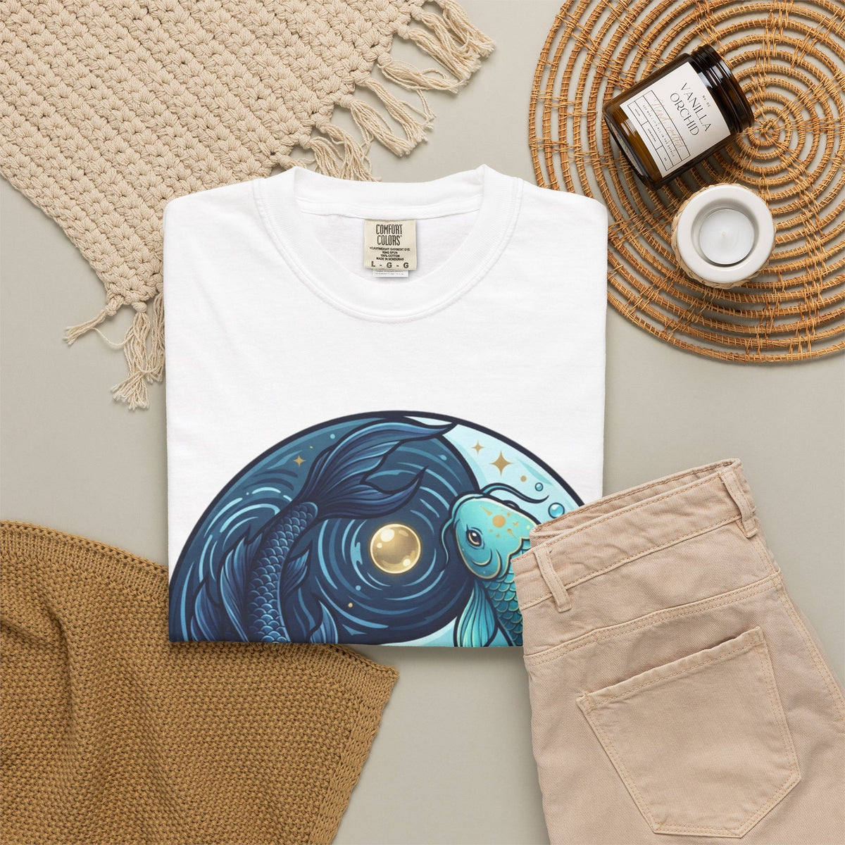 Yin Yang Pisces Unisex Garment-Dyed Tee