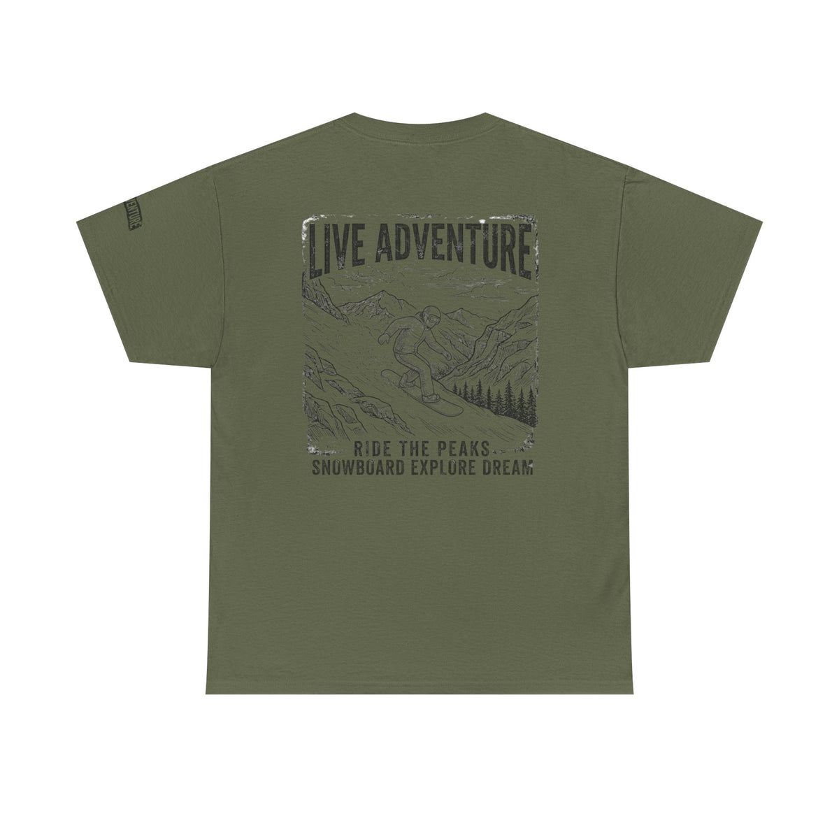 Color: Military Green | Live Adventure - Snowboard Premium Graphic Tee