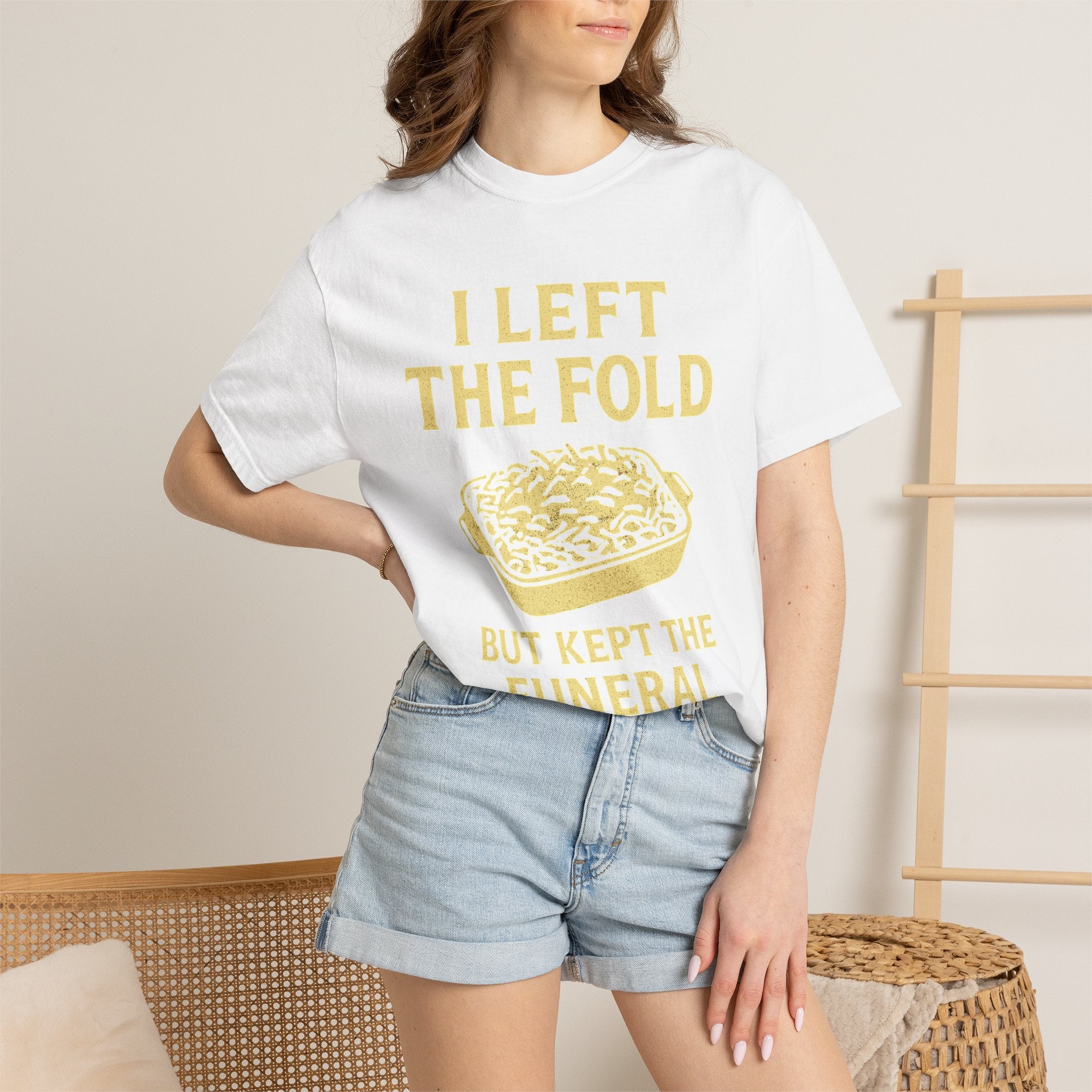 "Left the Fold, Kept the Funeral Potatoes" Unisex Garment-Dyed T-shirt
