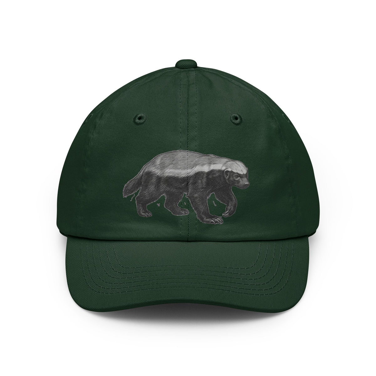Color: Forest Green | Pencil Sketch Art Honey Badger Dad Hat