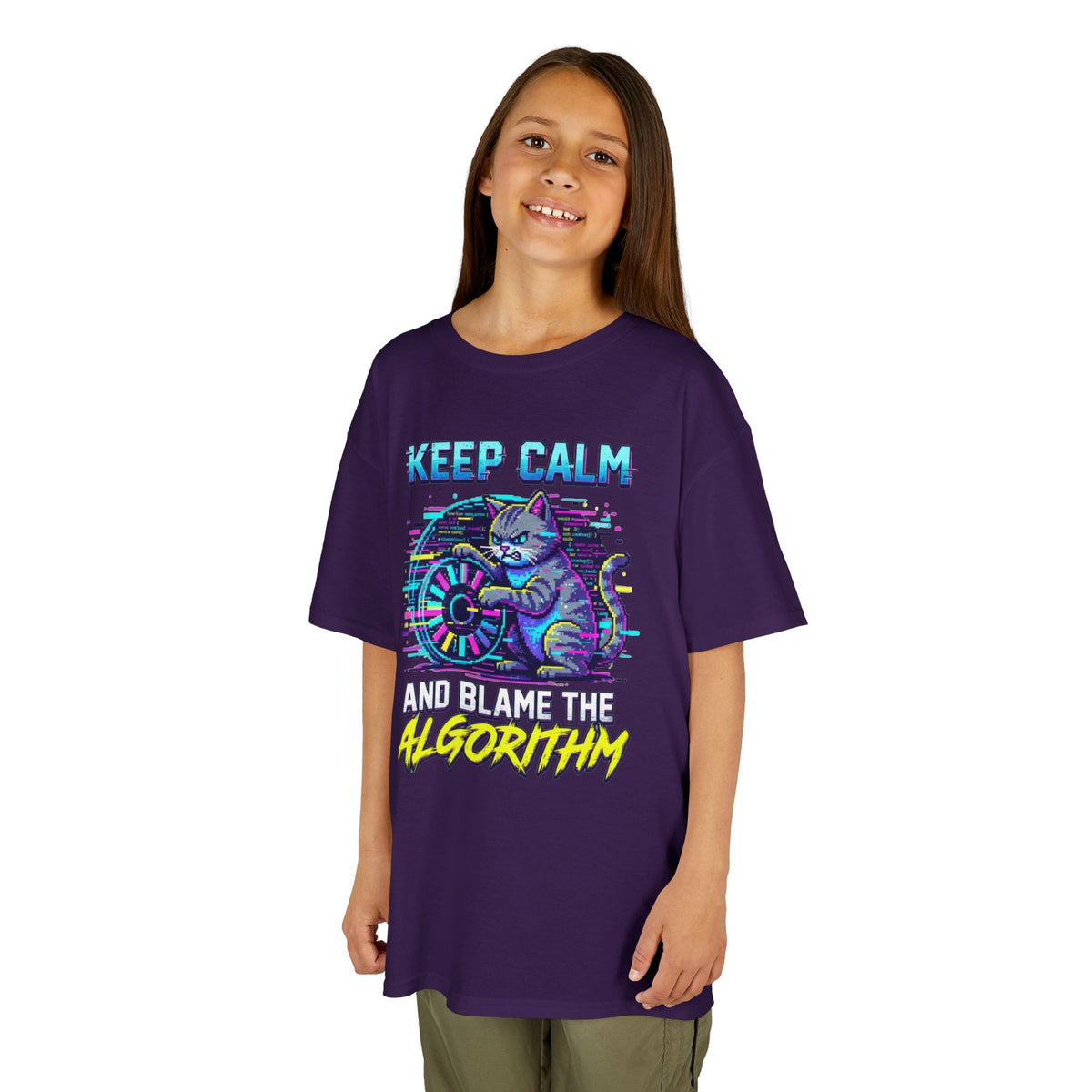 Color: Purple | Keep Calm And Blame The Algorithm Kids Tee