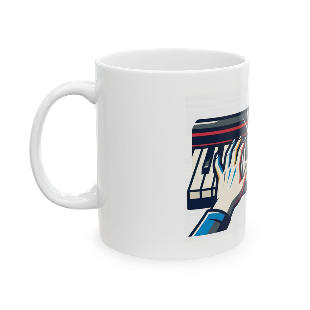 "Imagine What Else These Fingers Can Do" White Ceramic Mug — Graphic