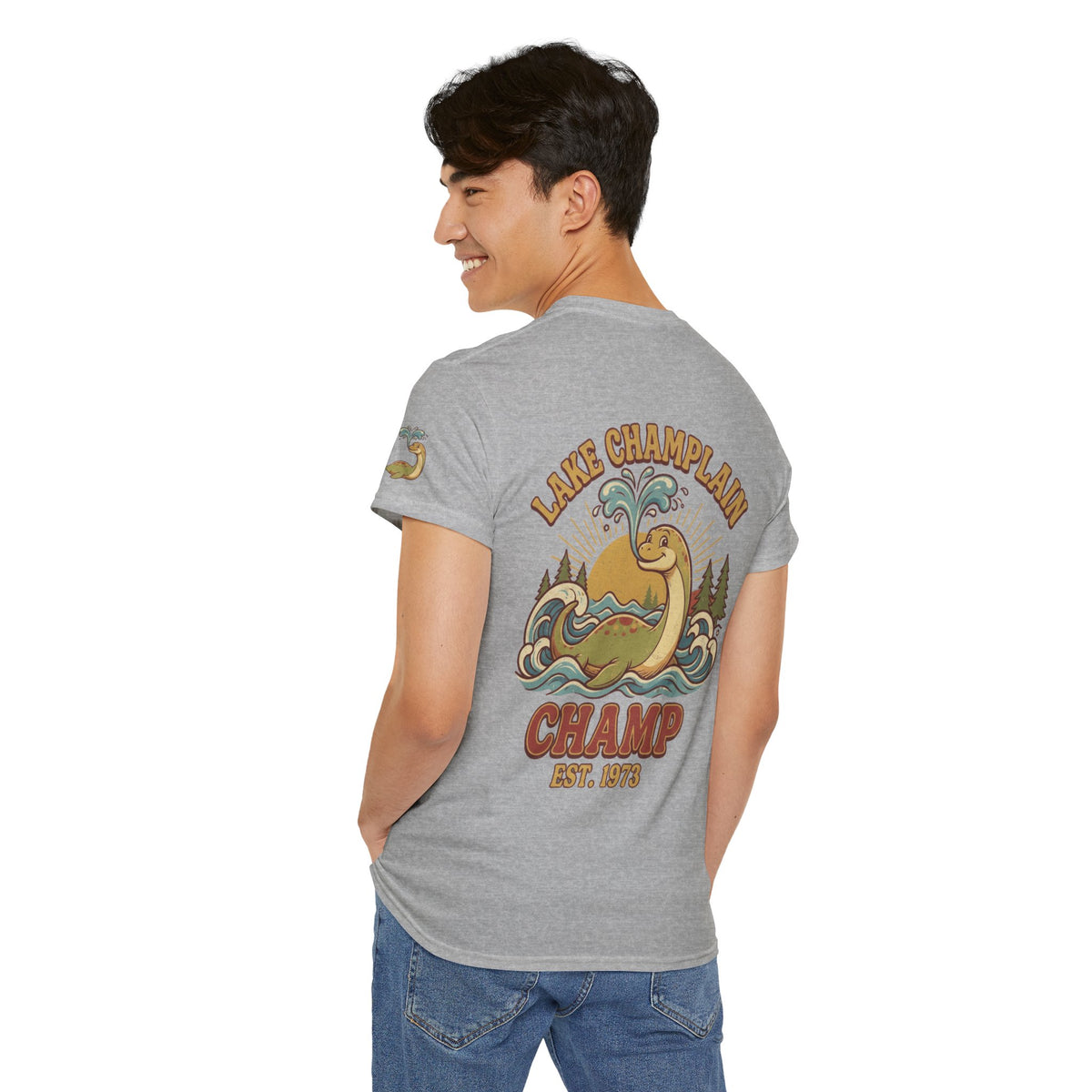 Color: Sport Grey | Champ (Lake Champlain) Premium Graphic Tee