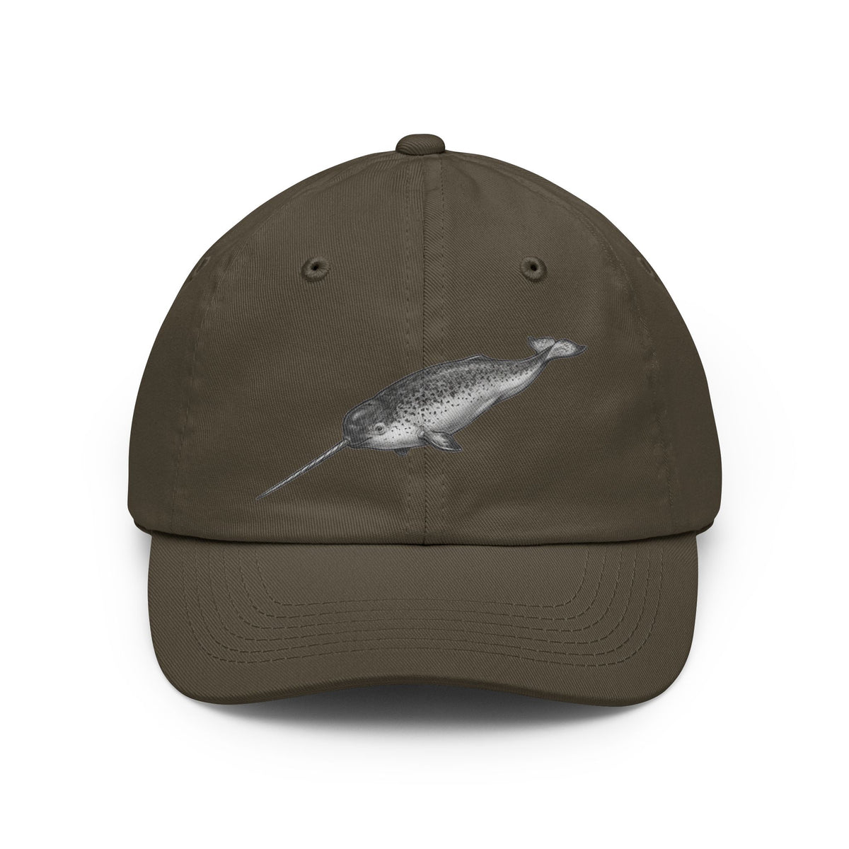 Color: Olive | Pencil Sketch Art Narwhal Dad Hat