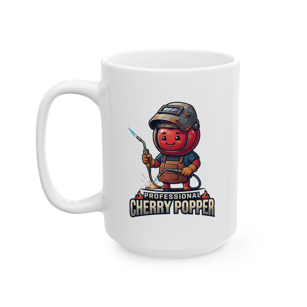 "Professional Cherry Popper" White Ceramic Mug
