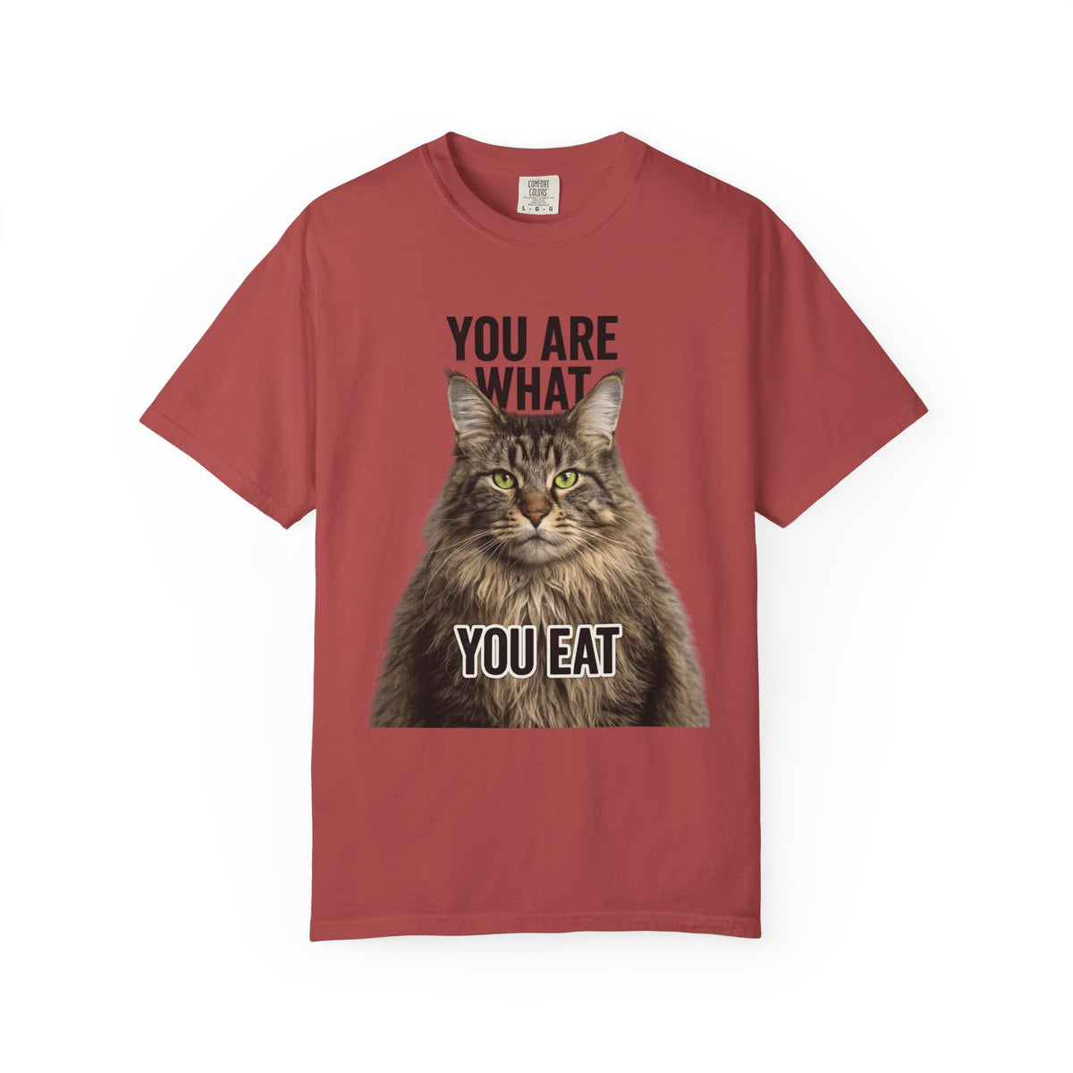 Color: Crimson | You Are What You Eat - Cat 5 Unisex Garment-Dyed T-shirt