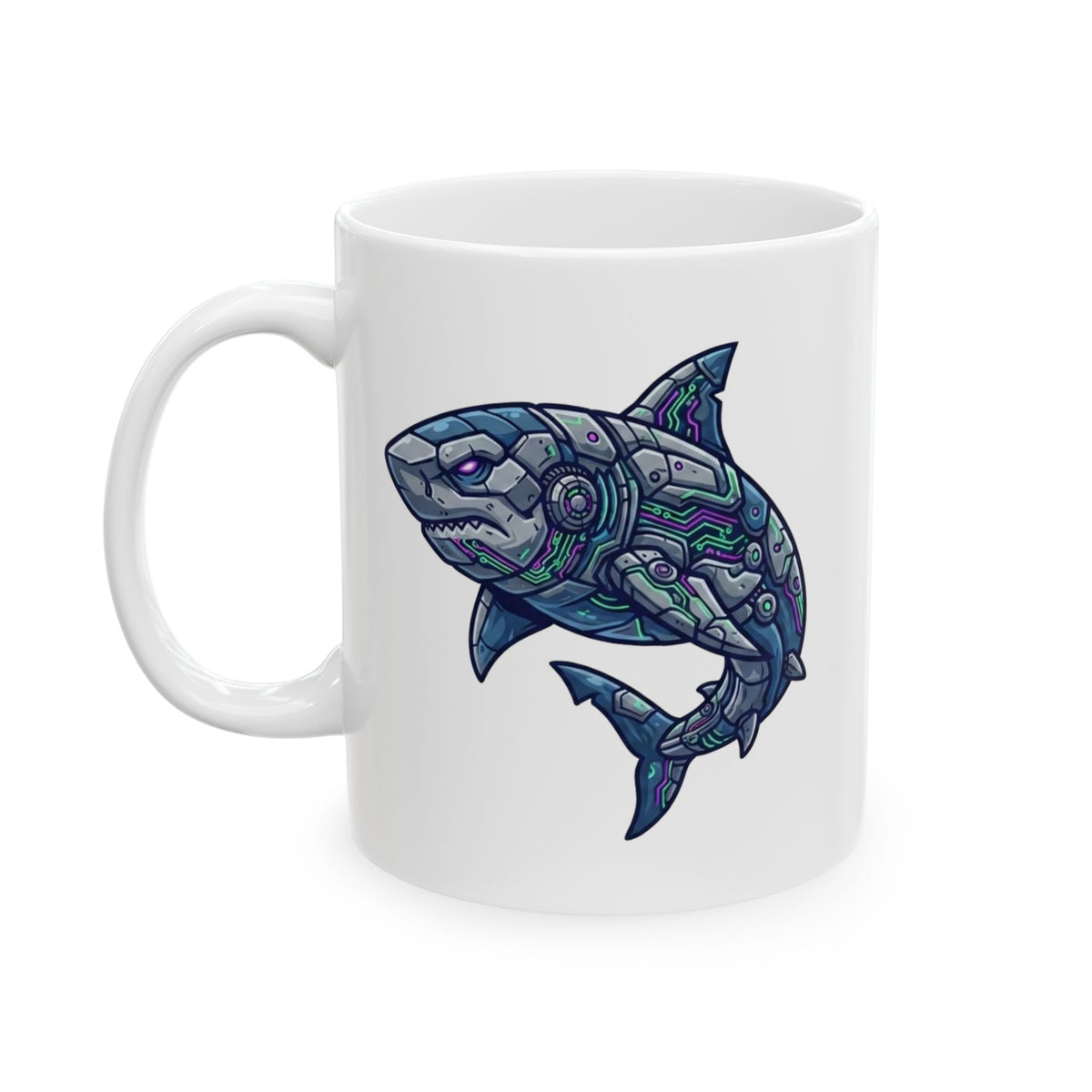 "Cyber Shark" White Ceramic Mug