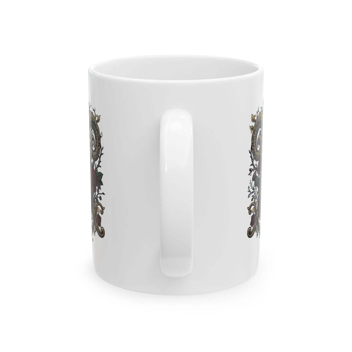 "Floral Monogram Aries" White Ceramic Mug