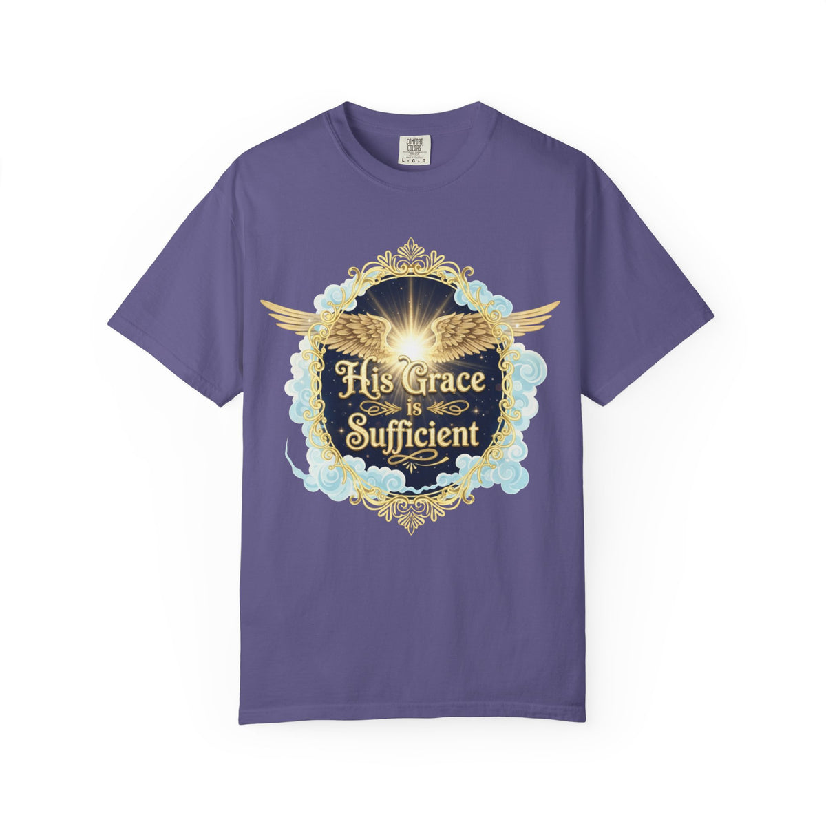 Color: Grape | His Grace is Sufficient Unisex Garment-Dyed T-shirt