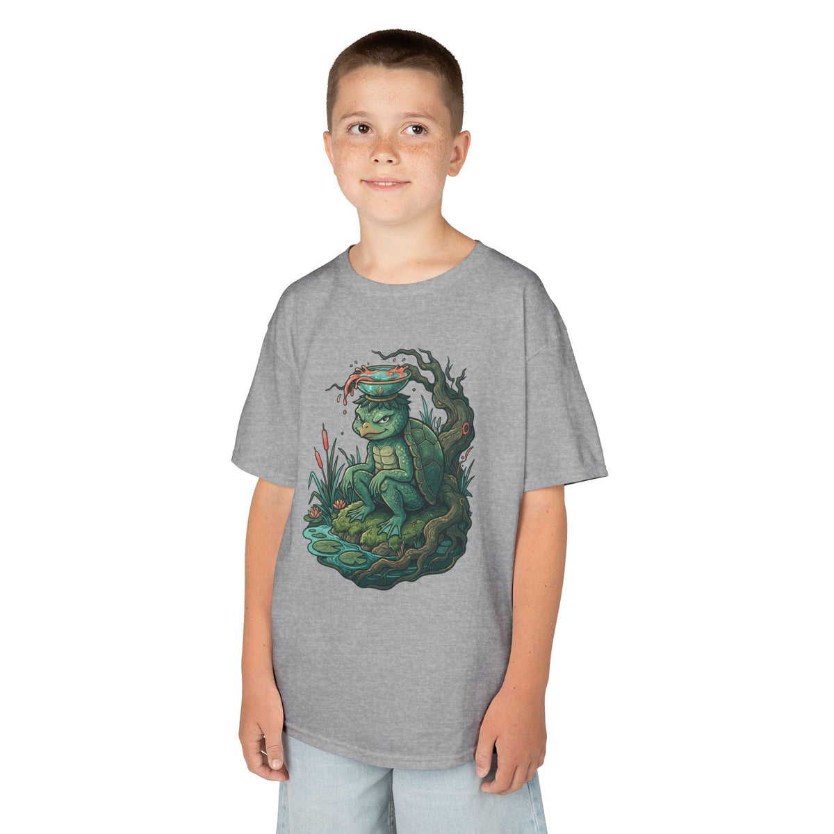 Color: Sport Grey | Kappa (Japanese Folklore) Kids Tee