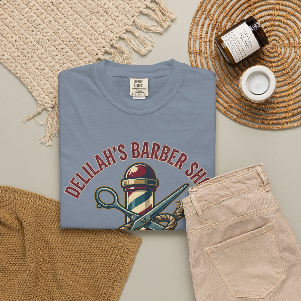 "Good Book Series Delilah's Barber Shop" Unisex Garment-Dyed Tee