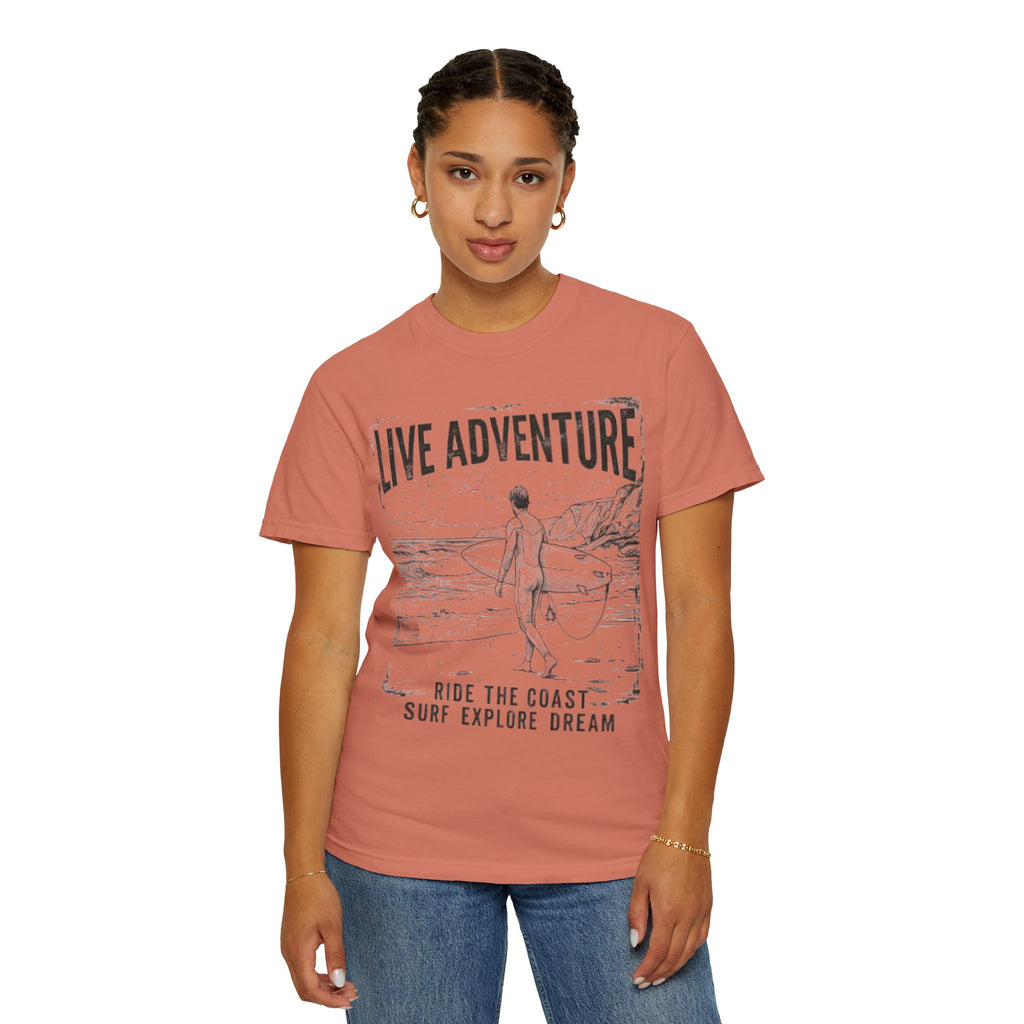 "Live Adventure - Surf" Unisex Garment-Dyed Tee