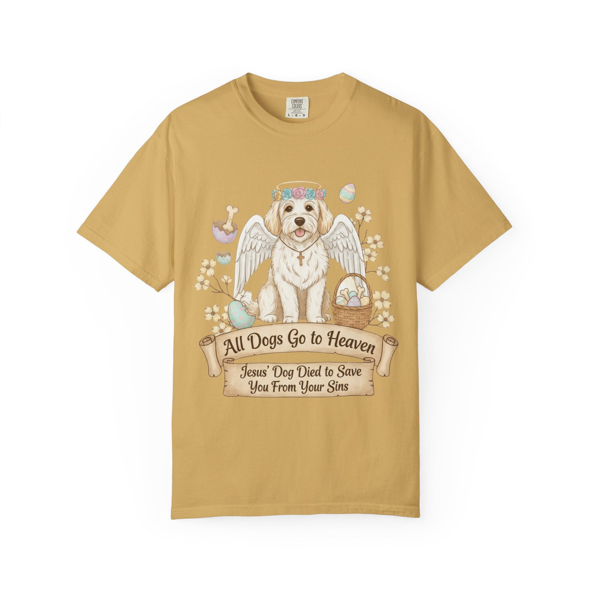 Color: Mustard | All Dogs Go to Heaven 2 Unisex Garment-Dyed T-shirt