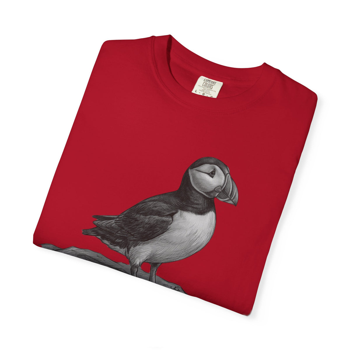 "Pencil Sketch Art Puffin" Unisex Garment-Dyed Tee