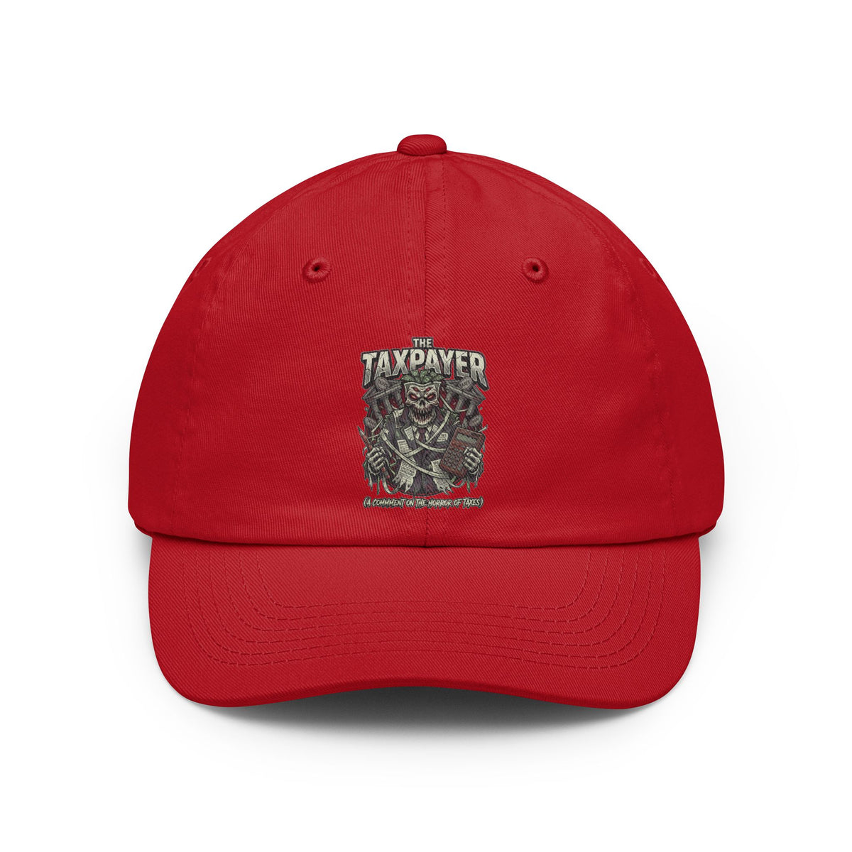 Color: Red | Horror of Taxes Dad Hat