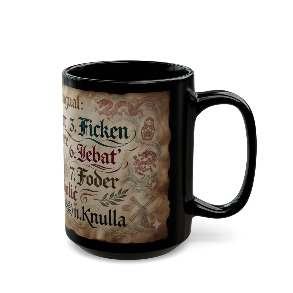 "Multilingual" Black Ceramic Mug