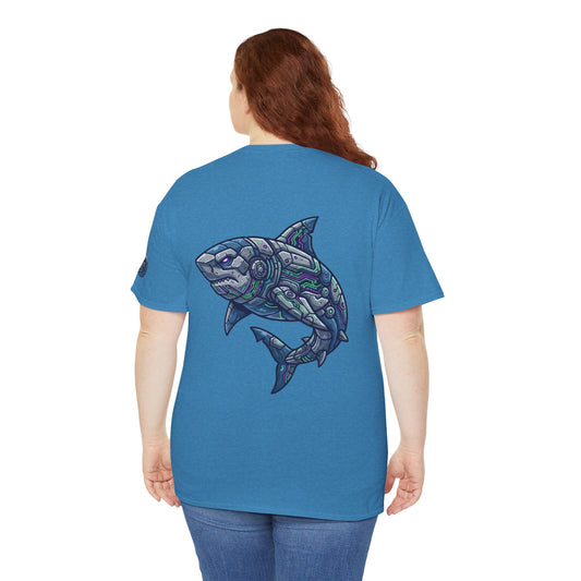 Color: Heather Sapphire | Cyber Shark Premium Graphic Tee