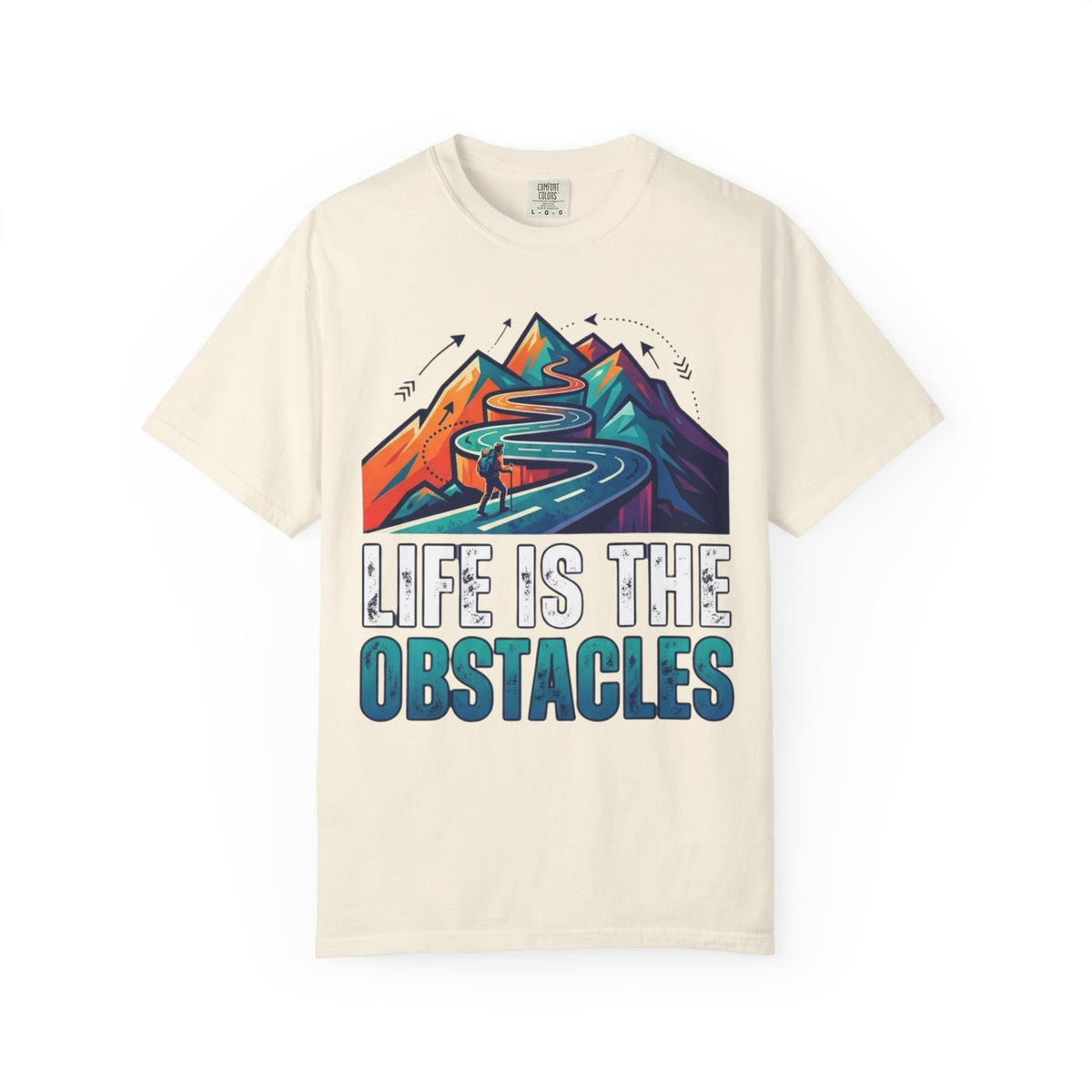 Color: Ivory | Life Is The Obstacles Unisex Garment-Dyed Tee