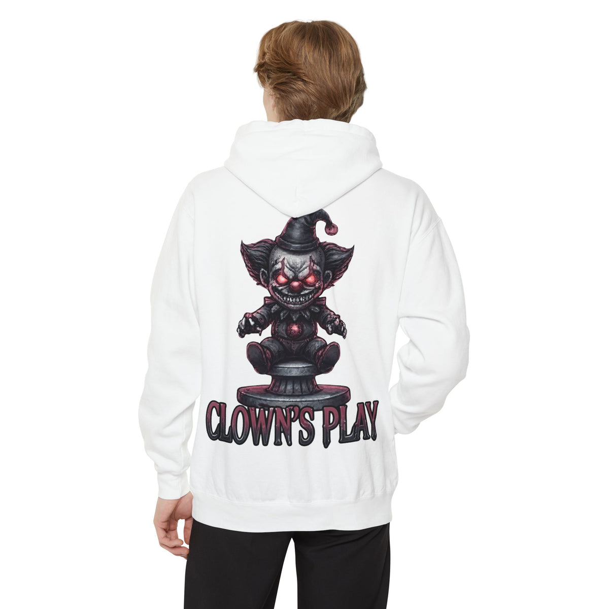 Color: White | Clown Play Garment-Dyed Hoodie