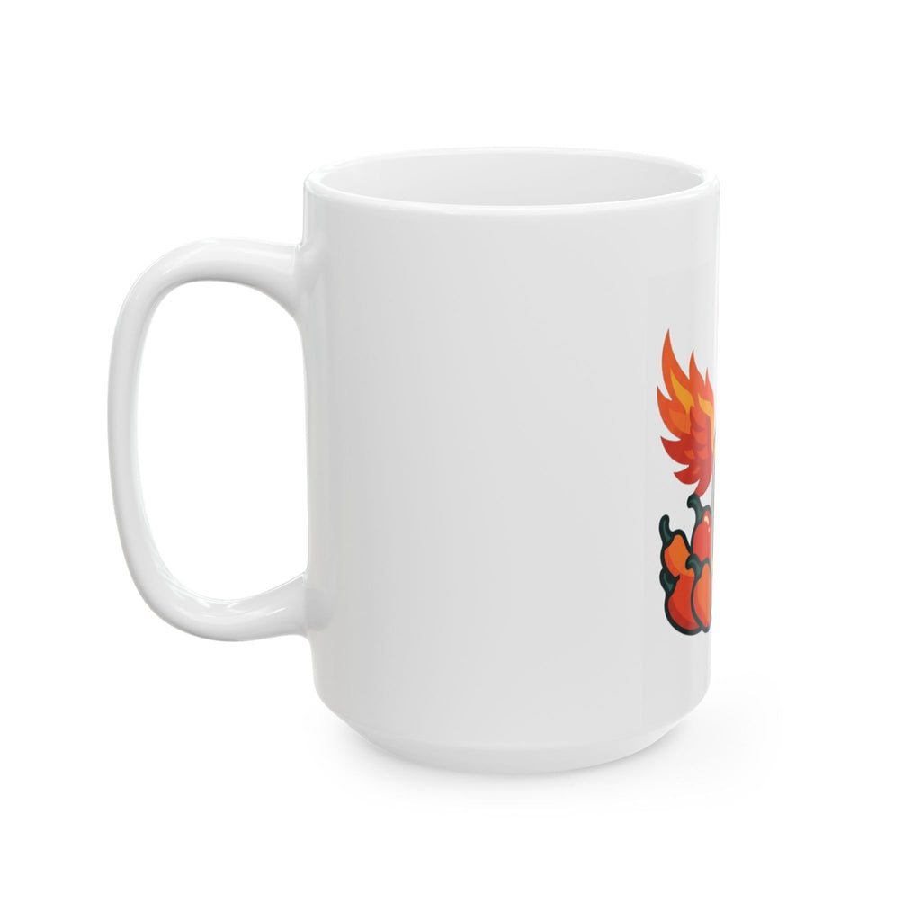 "Burns Coming Out" White Ceramic Mug — Graphic
