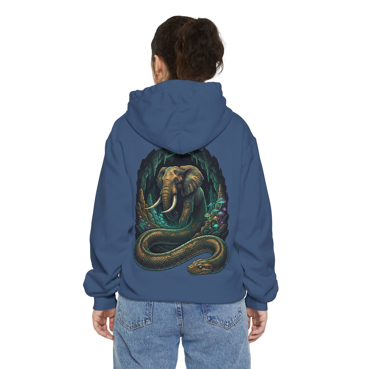 Color: True Navy | Grootslang (South African Mythology) Garment-Dyed Hoodie
