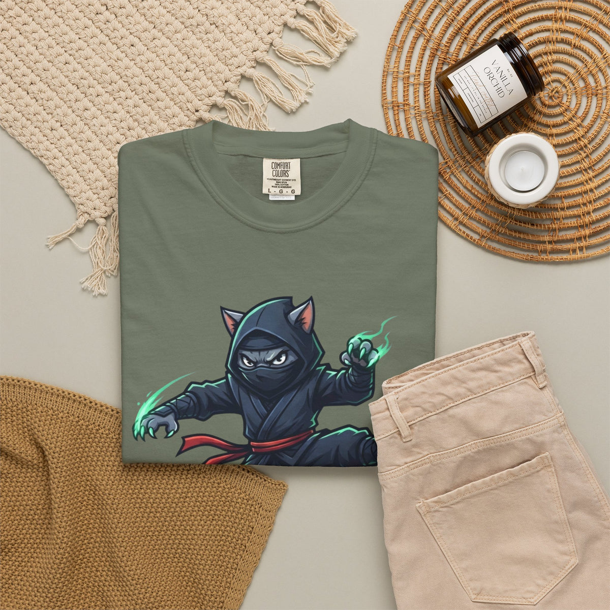 "Ninja Cat Credible" Unisex Garment-Dyed Tee