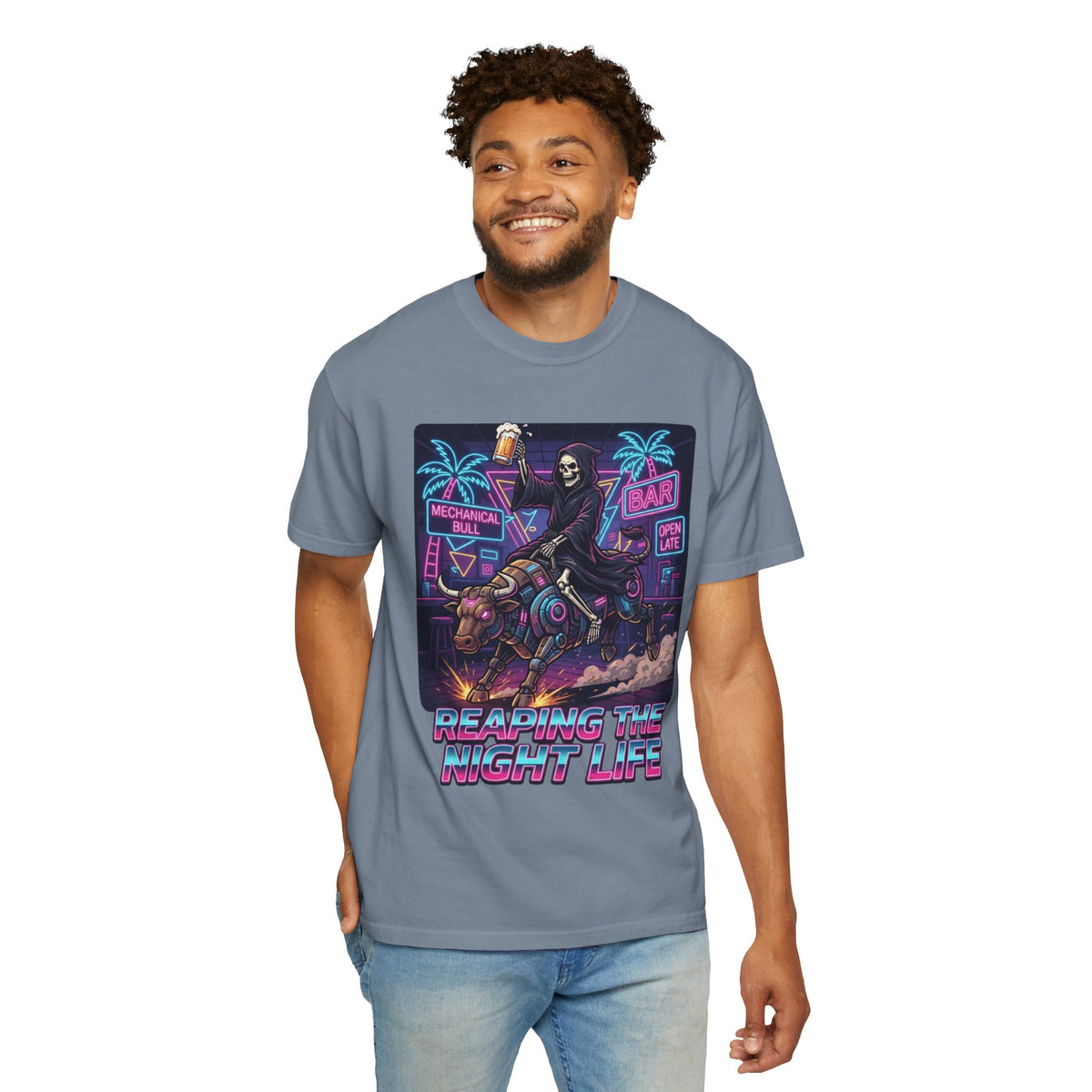 Color: Blue Jean | Reaping the Night Life Unisex Garment-Dyed Tee