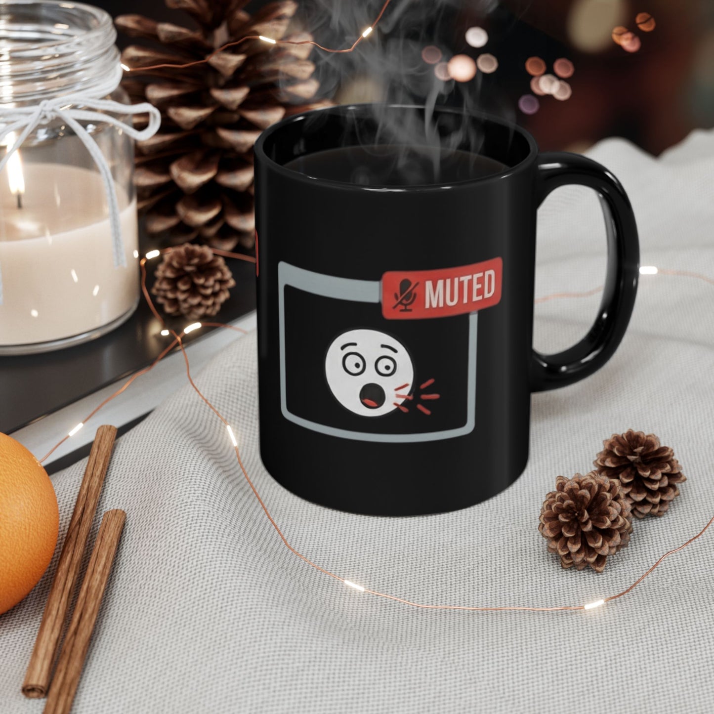 "I Found The Mute" Black Ceramic Mug — Graphic