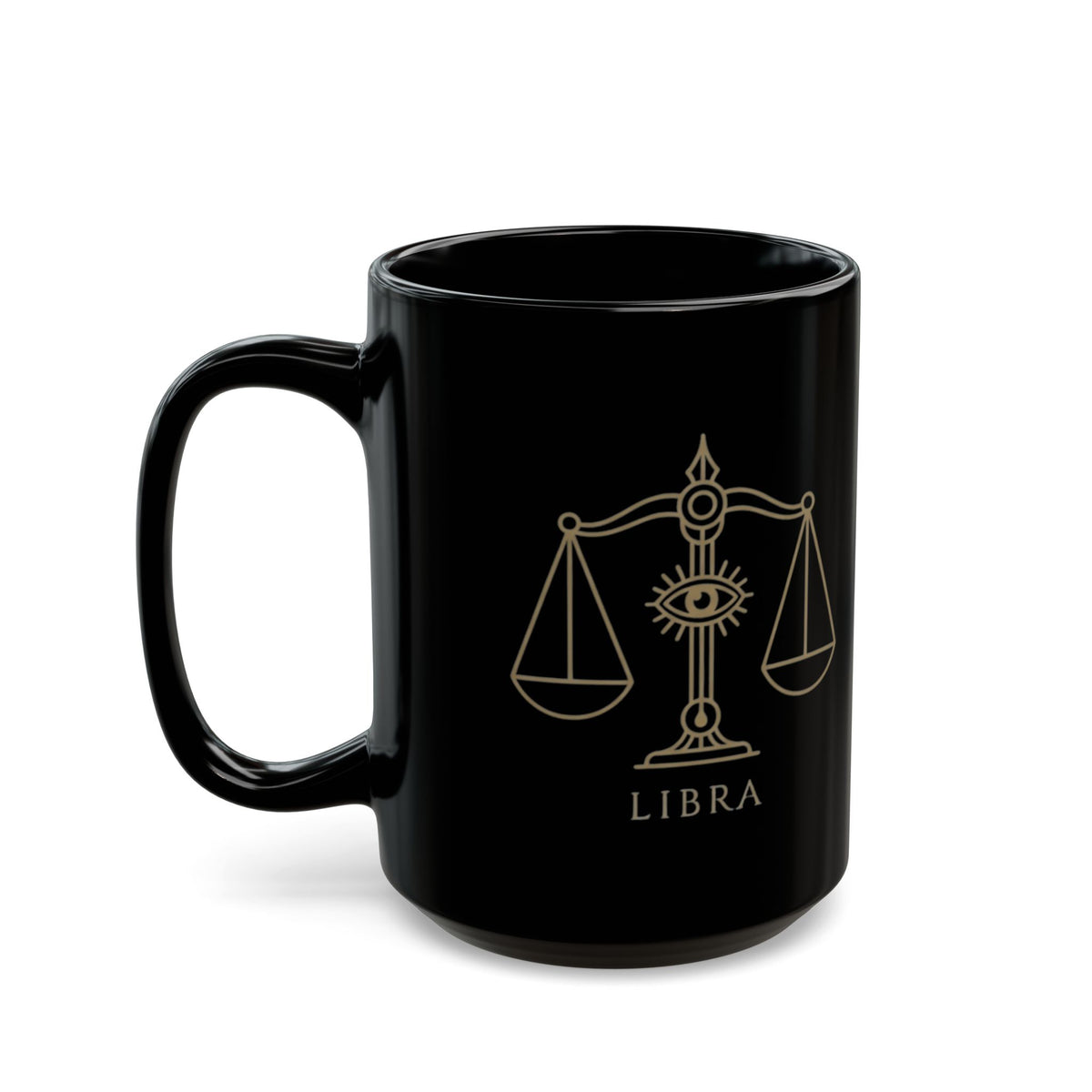 "Libra The Balanced Scales" Black Ceramic Mug — Graphic