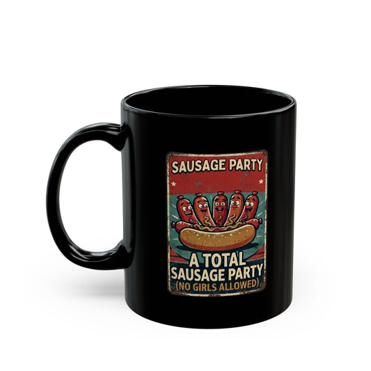 "Sausage Party" Black Ceramic Mug