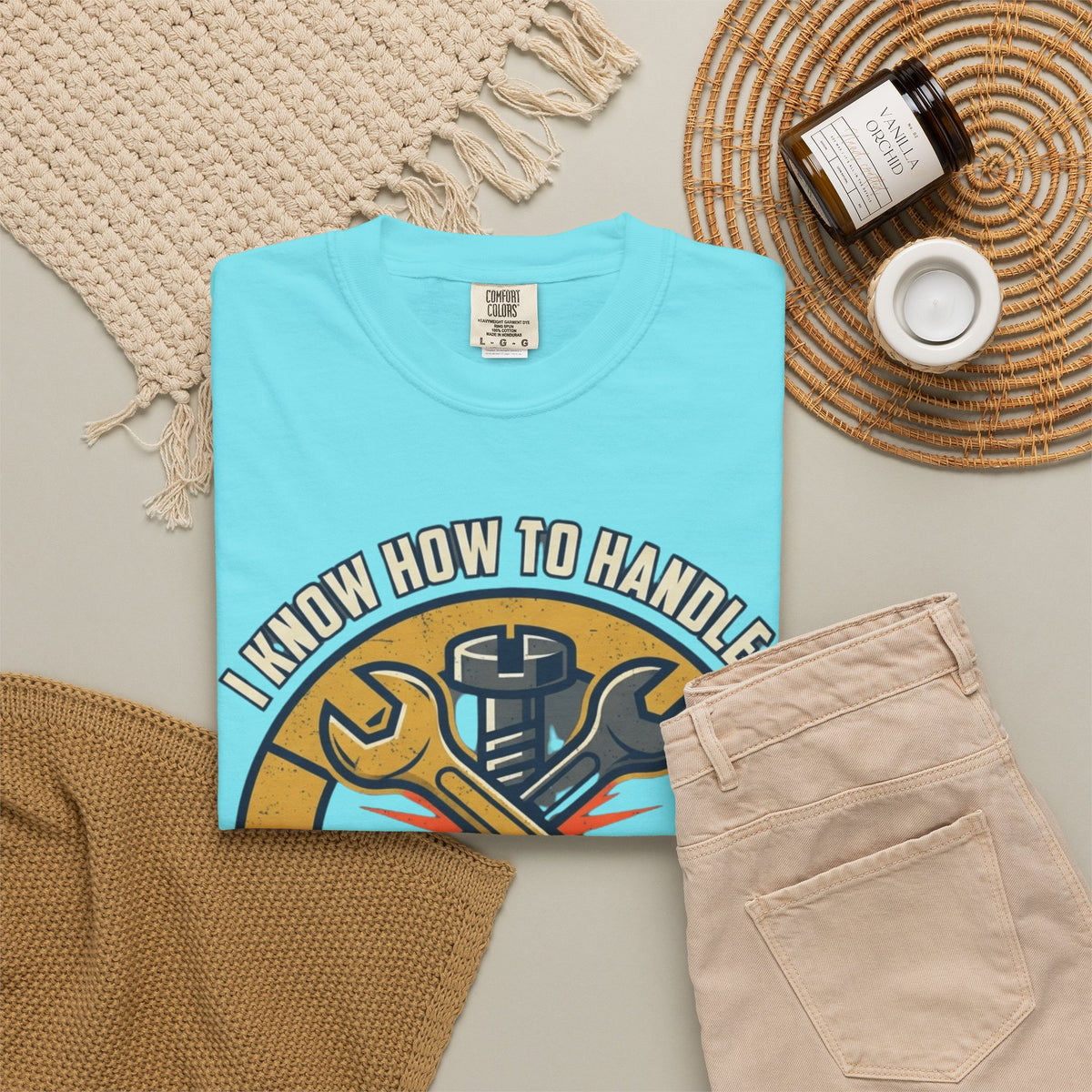 Color: Lagoon Blue | Tight Screw and a Loose Nut Unisex Garment-Dyed Tee