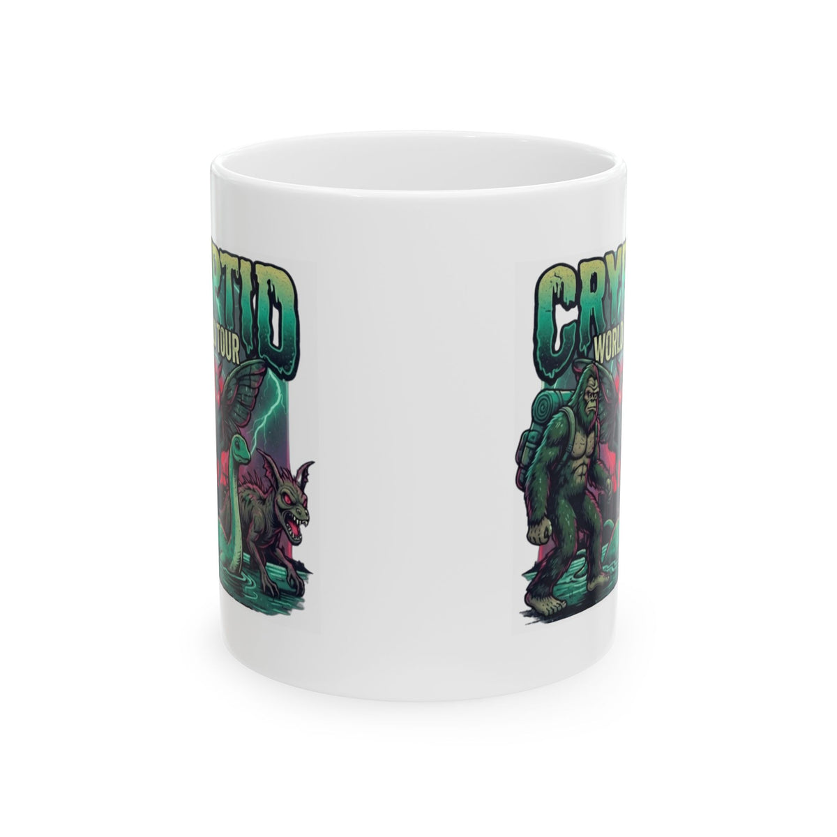 "Puzizia (Global-Cryptid Mashup) Cryptid World Tour" White Ceramic Mug