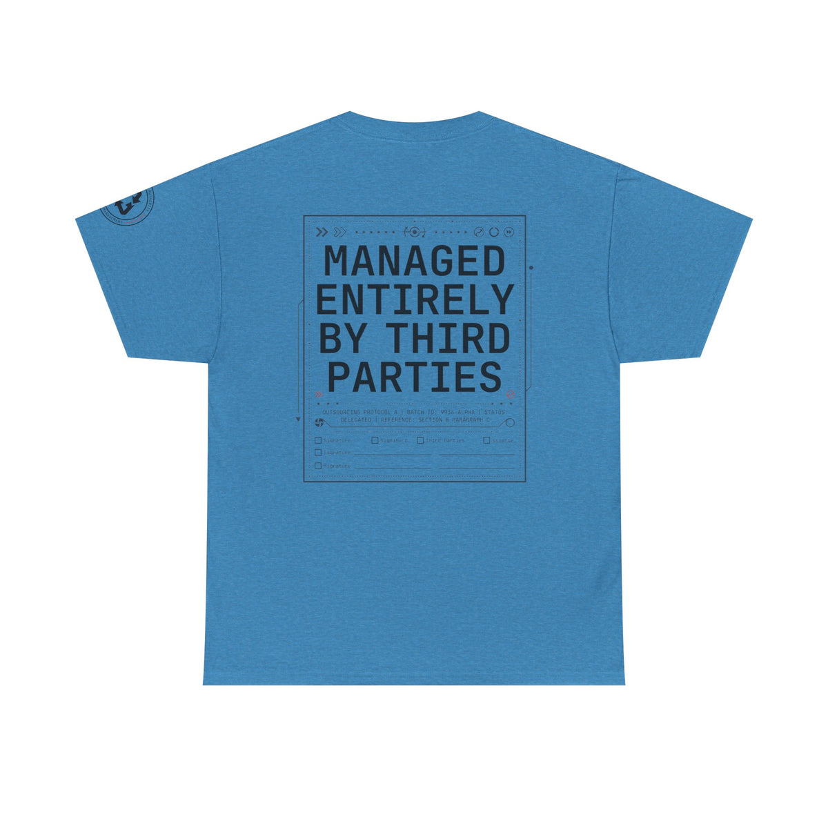 Color: Heather Sapphire | Managed Entirely By Third Parties Premium Graphic Tee