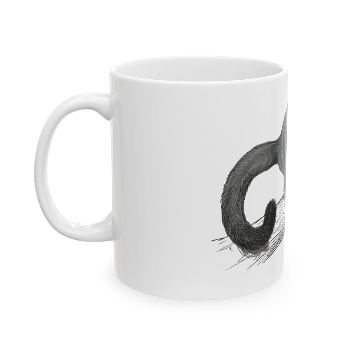 "Pencil Sketch Art Sugar Glider" White Ceramic Mug