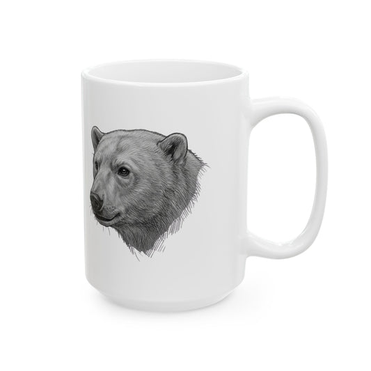 "Pencil Sketch Art Polar Bear" White Ceramic Mug — Graphic