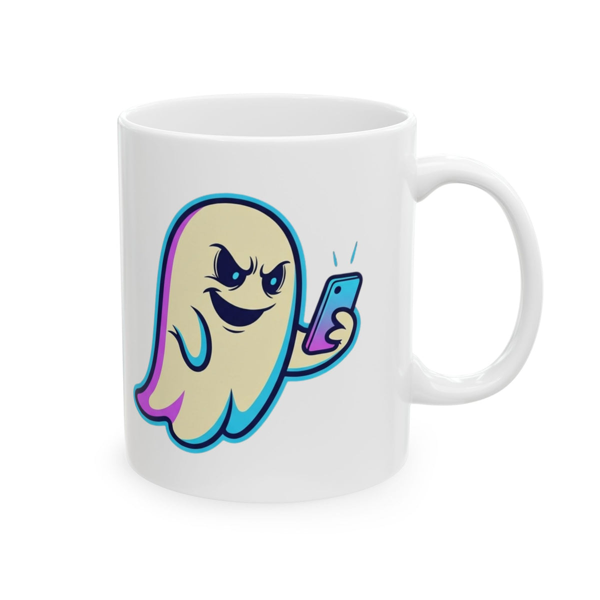 "Ghosting" White Ceramic Mug — Graphic