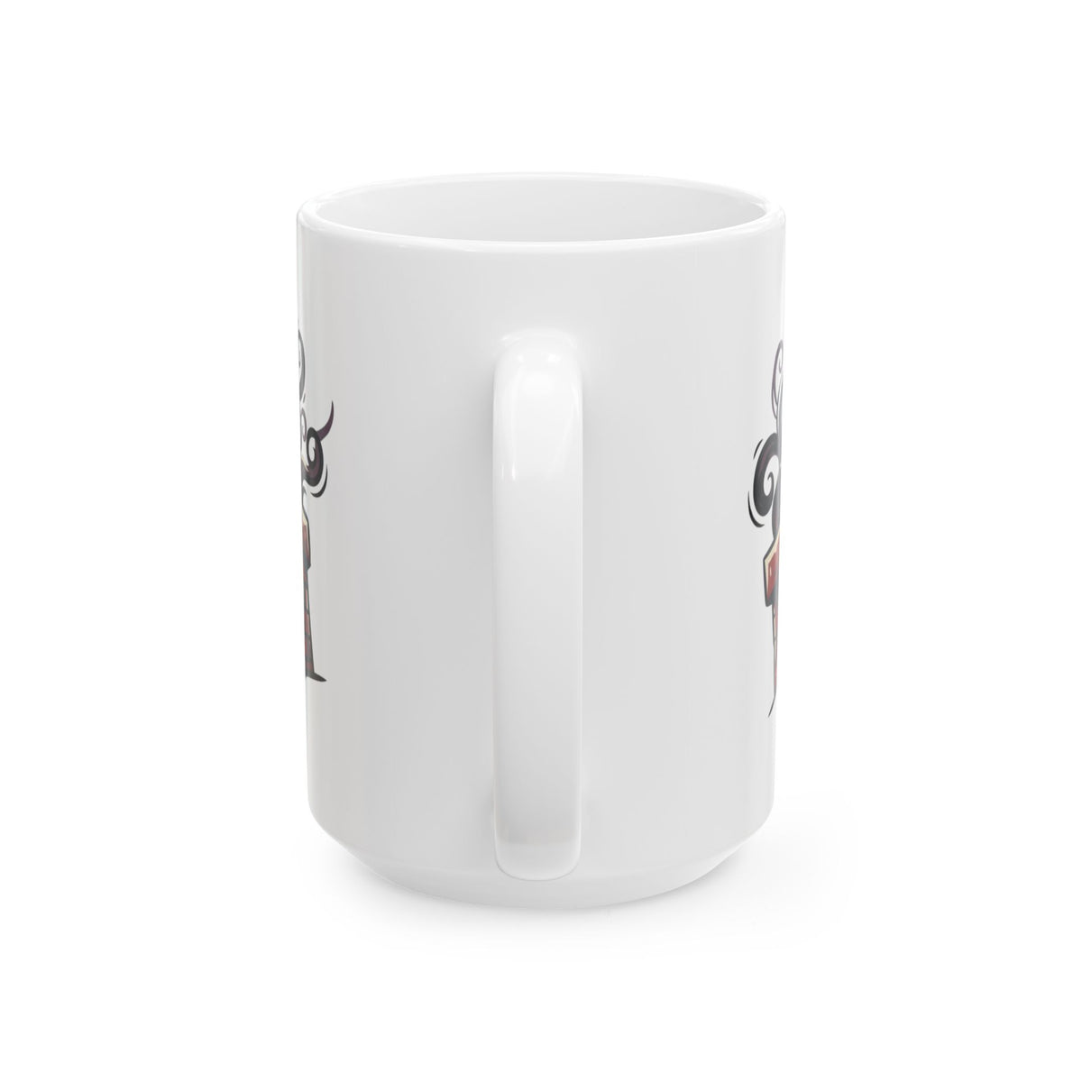"Up On The Housetop Doing Naughty Stuff" White Ceramic Mug — Graphic