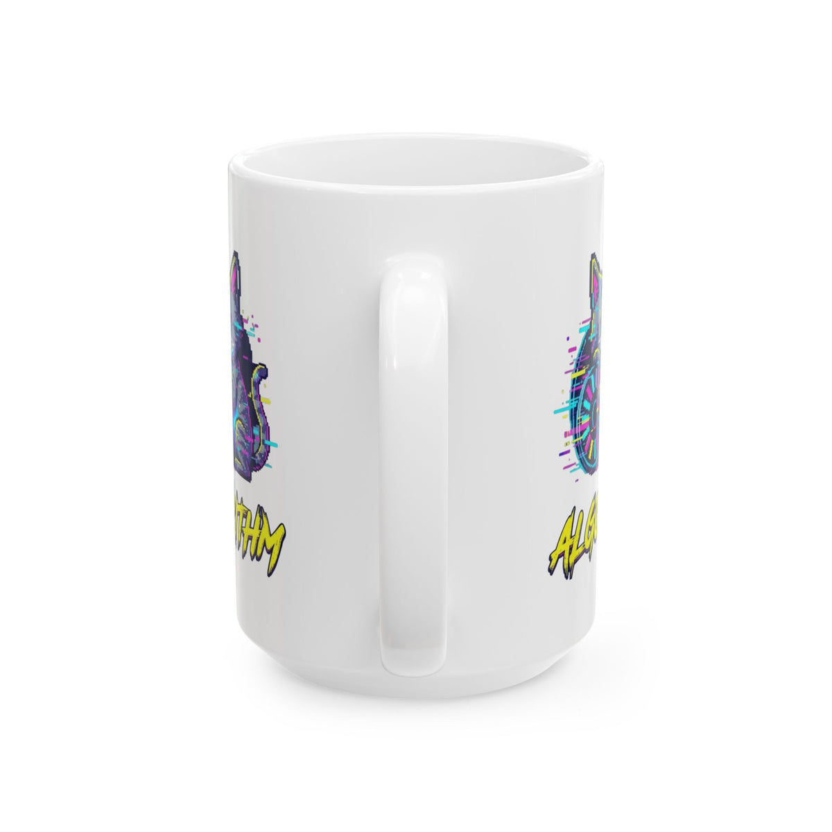 "Keep Calm And Blame The Algorithm" White Ceramic Mug — Graphic