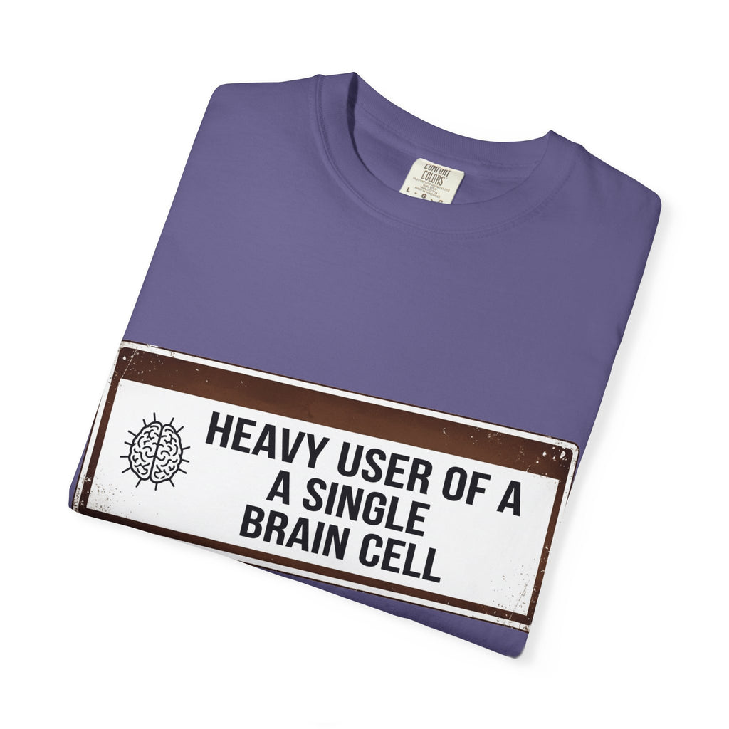 “Heavy User of a Single Brain Cell” Unisex Garment-Dyed T-shirt