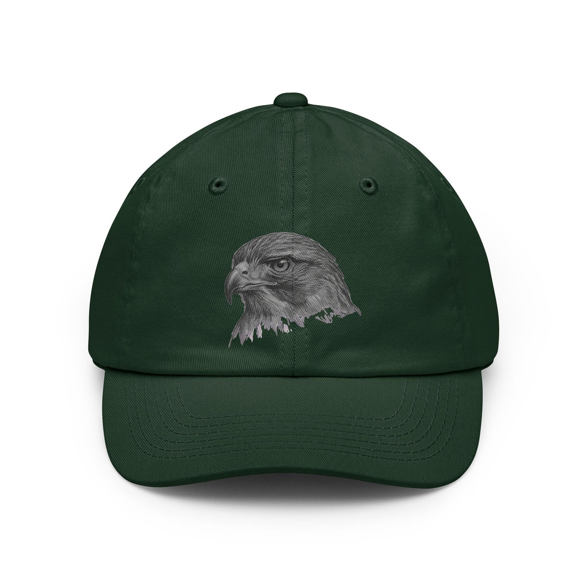 Color: Forest Green | Pencil Sketch Art Red-Tailed Hawk Dad Hat