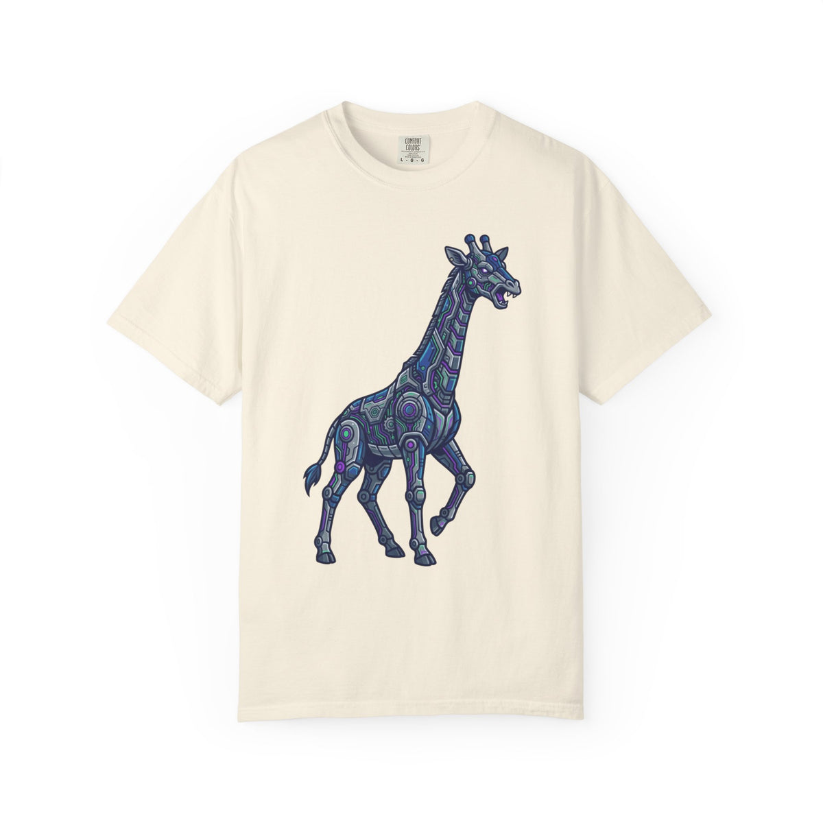 Color: Ivory | Cyber Giraffe Unisex Garment-Dyed Tee
